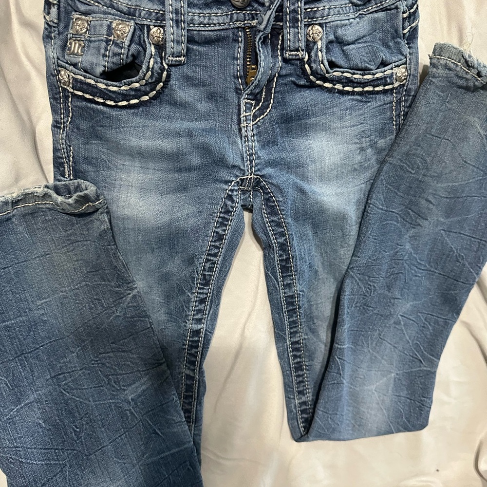 Miss Me Kids Blue Jeans with White Stitching